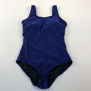 Navy Blue One Piece Swimsuit Large Ruched Tummy Control